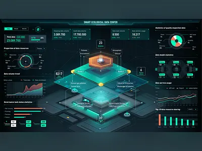 Data multi-dimensional visualization screen design illustration sketch ui