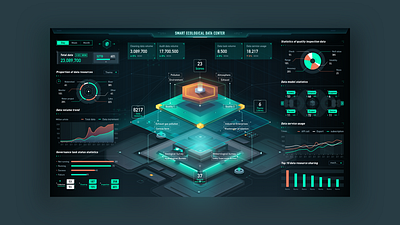 Data multi-dimensional visualization screen design illustration sketch ui