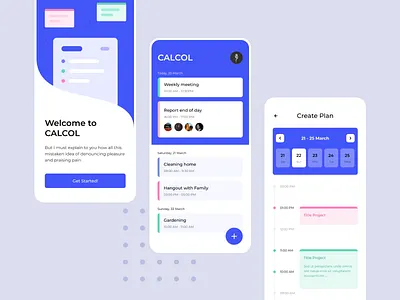 Calcol - task planner app calendar calendar design card clean colaboration design interface meeting planer planing task ui ux