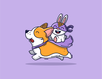 Dream Team animal blog branding bunny character corgi cute cute animal cute art design dog dribbble flat design graphic icon illustration lineart vector vector art vector design