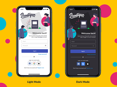 Scentique login screen concept ios login mobile app ui ux xd