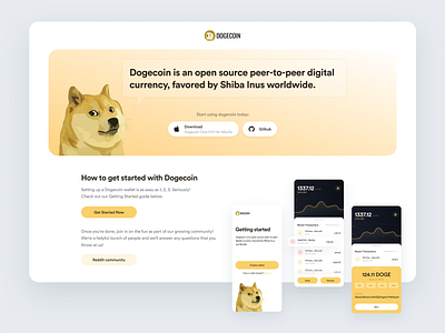 Dogecoin Landing Page bitcoin blockchain crypto crypto wallet cryptocurrency dashboad dashboard doge dogecoin ethereum ethworks exchange finance portfolio token wallet