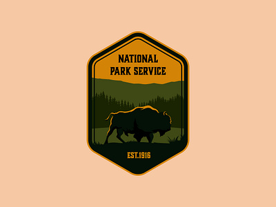 National Park Service arrowhead badge bison creative crest design logo mountain parks retro typography vintage