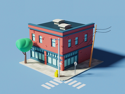 3D - Francisco Street 3d 3d art building colorful design illustration