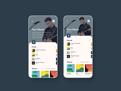 dailyUI #006 Profile - Musician's profile / Music app albums app app design app ui daily ui 006 dailyui gui mobile music music app music app ui music player musician sketch ui ui design ux