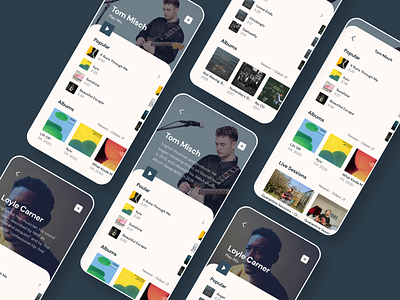 dailyUI #006 Profile - Musicians profiles / Music app app app design app designer branding dailyui gui minimal mobile music music app music app design music app ui music player musician prototyping sketch ui ui design ux uxui