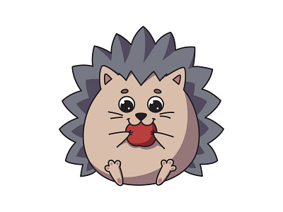 Cute hedgehog with apple adobe illustrator adobeillustrator adorable animal cartoon cartoon character character cute design hedgehog vector