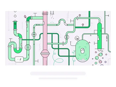 The AI recruiting engine ai design engine header illustration illustration pipes system vector