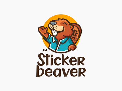 Sticker Beaver beaver branding canada character design illustration leaf logo logotype maple mapleleaf mark mascot sticker typo