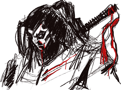 Manga sketch samurai