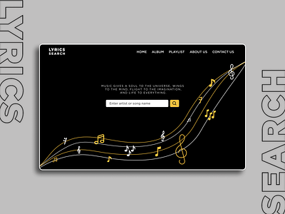 LYRICS SEARCH CONCEPT DARK THEME UI design ui ux webdesign
