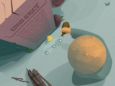 Tomb-sweeping Day bamboo hat flower hat illustration stone tree