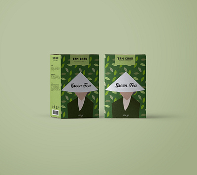 Concept packaging design for Tam Chau tea brand branding design green tea packaging illustraion package design tea packaging