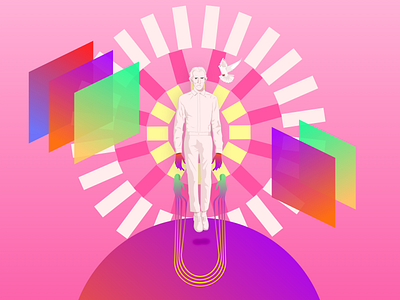 Major | Freedom Challenge art blue design digital dribbble freedom gradient green illustration major majorstudio nikolatesla optimism pink red sketch tesla values white yellow