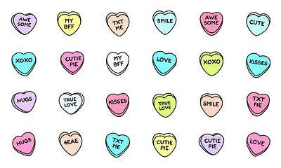 candy hearts candy candy hearts clean cute design illustration valentine vector