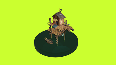 CHICKEN SWAMP SHACK 3d 3d art blender chicken hen low poly lowpoly stylized substance painter