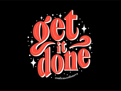Get it done | Lettering black branding design done get get it done icon illustration lettering logo motivation motivational quotes red to do type typography ui vector work work from home