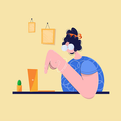 Work at home characterdesign illustration vector