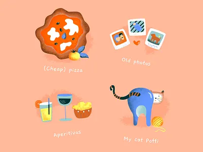 Spot Illustrations - Set 1 aperitivo cat drinks expat expat life favourites home home things illustration italian italian food missing nostalgia old photos photos pizza quarantine roots spot illustration
