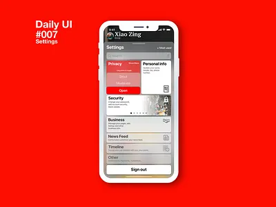 Honest Social Media Settings-DailyUI #007 app apple blur dailyui gradient ios iphone x media privacy simple social switch ui ux