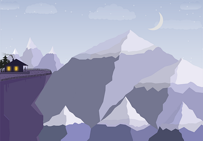 Summit Life adobe art cold design fullmoon graphic illustrator mountain nature illustration snow summit vector view