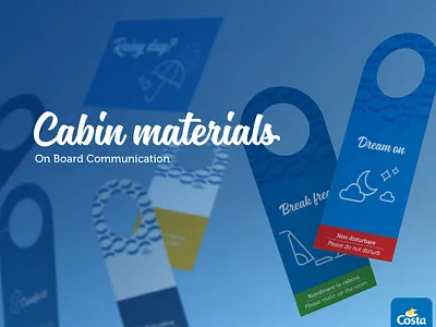 Costa Crociere - cabin materials blue brand cabin communication corporate identity costa cruise cruise design graphics hanger ship ships wave waves