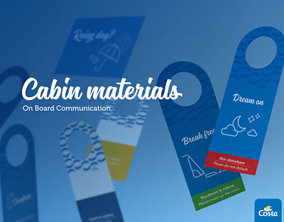 Costa Crociere - cabin materials blue brand cabin communication corporate identity costa cruise cruise design graphics hanger ship ships wave waves