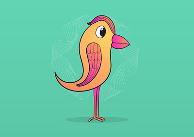 Birdy bird character gradient illustration vector