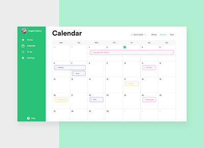 Daily UI Challenge #038 - Calendar 2020 april calendar daily ui daily ui 38 daily ui challenge ui ui design