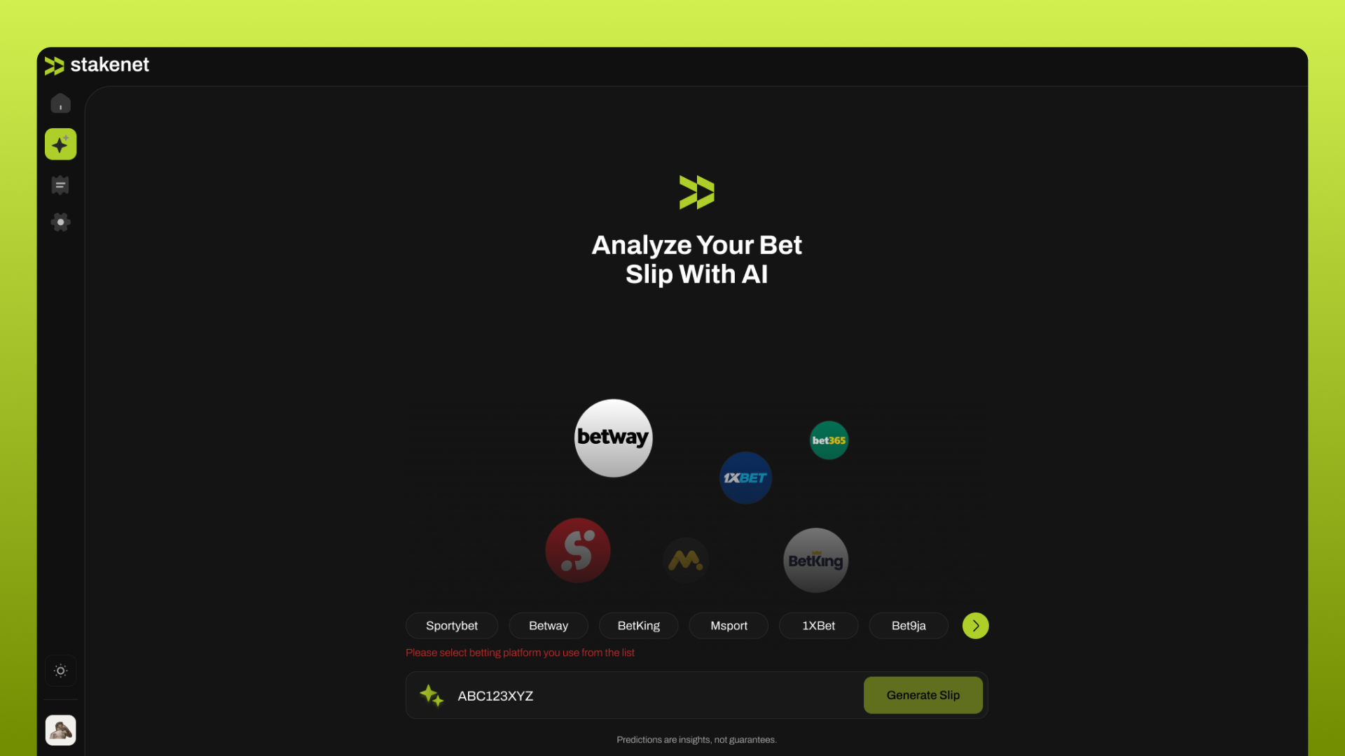 AI Bet Analysis & Prediction Dashboard ai prediction sports web design