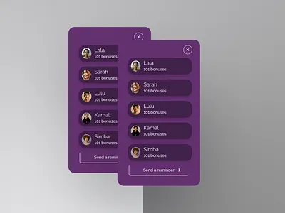 List app list overlay people ui ux