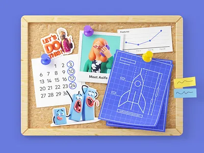 Team bulletin 3d bulletin c4d character cinema4d design hero illustration octane pitch render