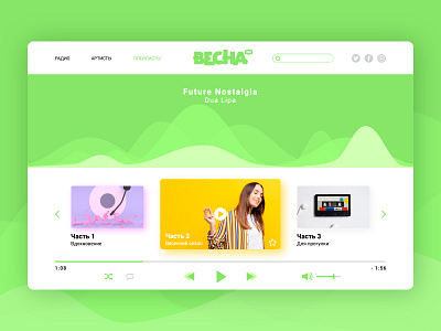 Vesna FM Radio Music player app app green music player ui uidesign userinterface ux web