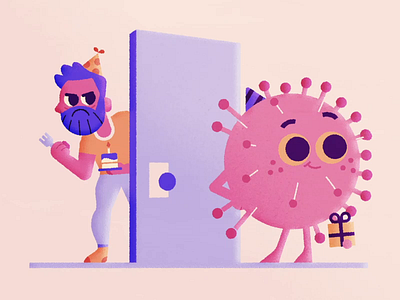 Unwanted Visitor 2d animation after effects birthday birthday party cake character animation corona corona virus coronavirus door house house party motion graphics party present shotgun virus