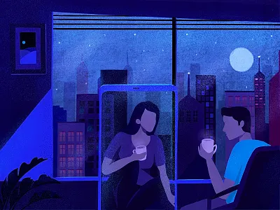 Stay home, stay connected ☎️ coffee design drinks illustration procreate procreate app vector