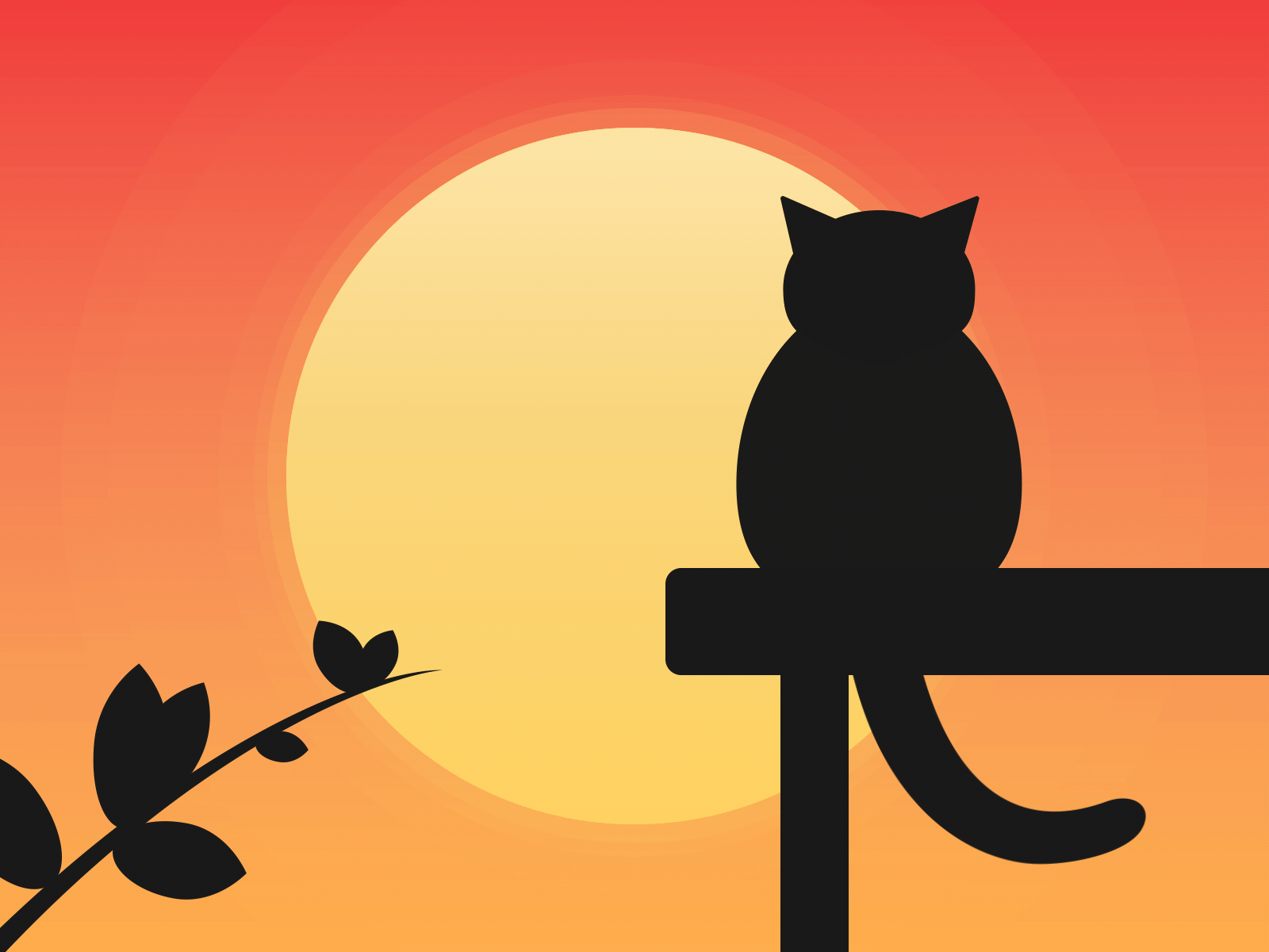 Cat animation animals animated animation cat colorful cute design figma gif illustration leaves minimal sun sunrise sunset tail vector