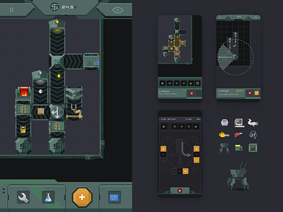 Pocket Factory factory gameboy gamedev illustraion interaction mecha mobile pixel pixelart tech ui