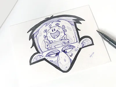 Let's play cartoon character characterdesign drawing fun illustration ink mad pen pencil sketch sketches spovv virus