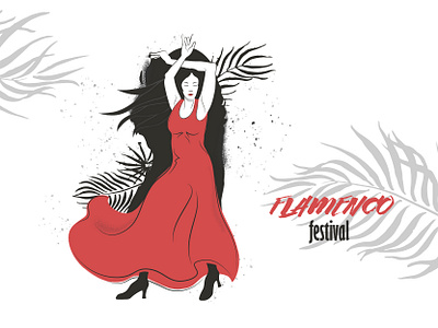 Flamenco poster art dancer design exotic expressive flamenco girl girl character hand drawn illustration ink painting performance poster spanish vector