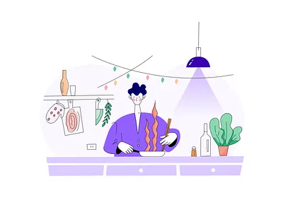 Cooking illustration affinity designer cooking gradient illustration kitchen procreate purple ui