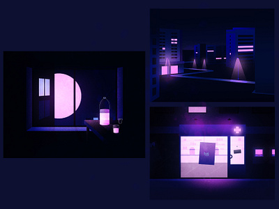 Strawberry Triptych blue coronavirus design gradient illustration isolation light night night city noise pink quarantine series series graphic solitude stay home suburb texture triptych urban