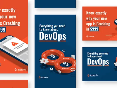 Social Media Ads - Mobile App & DevOps ad design branding digital ad display ad facebook ad illustration instagram ad isometric isometric design isometric illustration isometric iphone social media ads tech ad