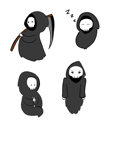 grim reaper cartoon character characterdesign creative cute death expressions grim grimreaper illustration