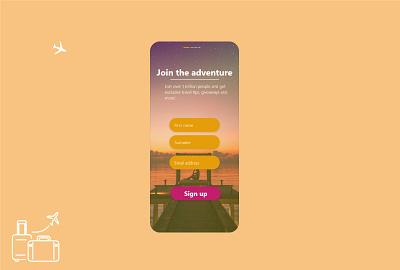 Daily UI challenge sign up page app blog dailyui dailyuichallenge day1 design design app graphic design illustraion signup travel ui design uichallenge