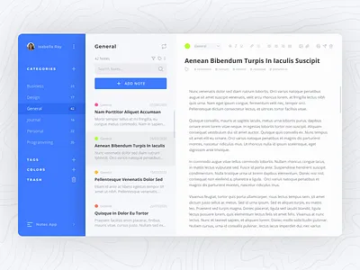 Notes App Category Screen app app design application blue category clean design desktop document editor minimal notes notes app screen text text editor ui ux