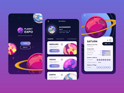 PlanetExpo design illustration mobilegame planet solarsystem space ui uidesign vector