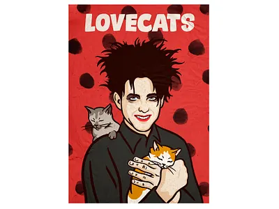 Robert Smith 80s cat goth music music poster posters retro illustration robert smith the cure vintage illustration vintage inspired