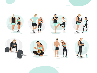 Illustrations for fitness blogger's website branding design fitness flat gsndesign gym illustration illustrations illustrator louise sport ui vector web