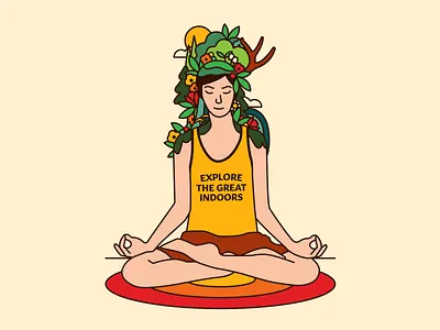 Stay In. Breathe Out. branding design flat illustration meditation nature outdoors retro typography vector