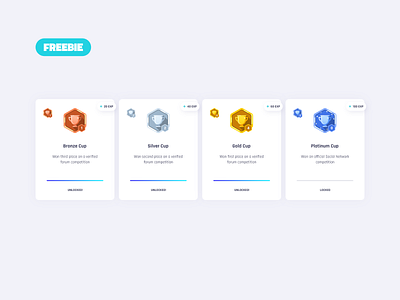 Vikinger FREEBIE - 4 Cups Badges Photoshop Template badges card community dashboard event forum game gamification group html illustration marketplace members network profile progress reaction social stream